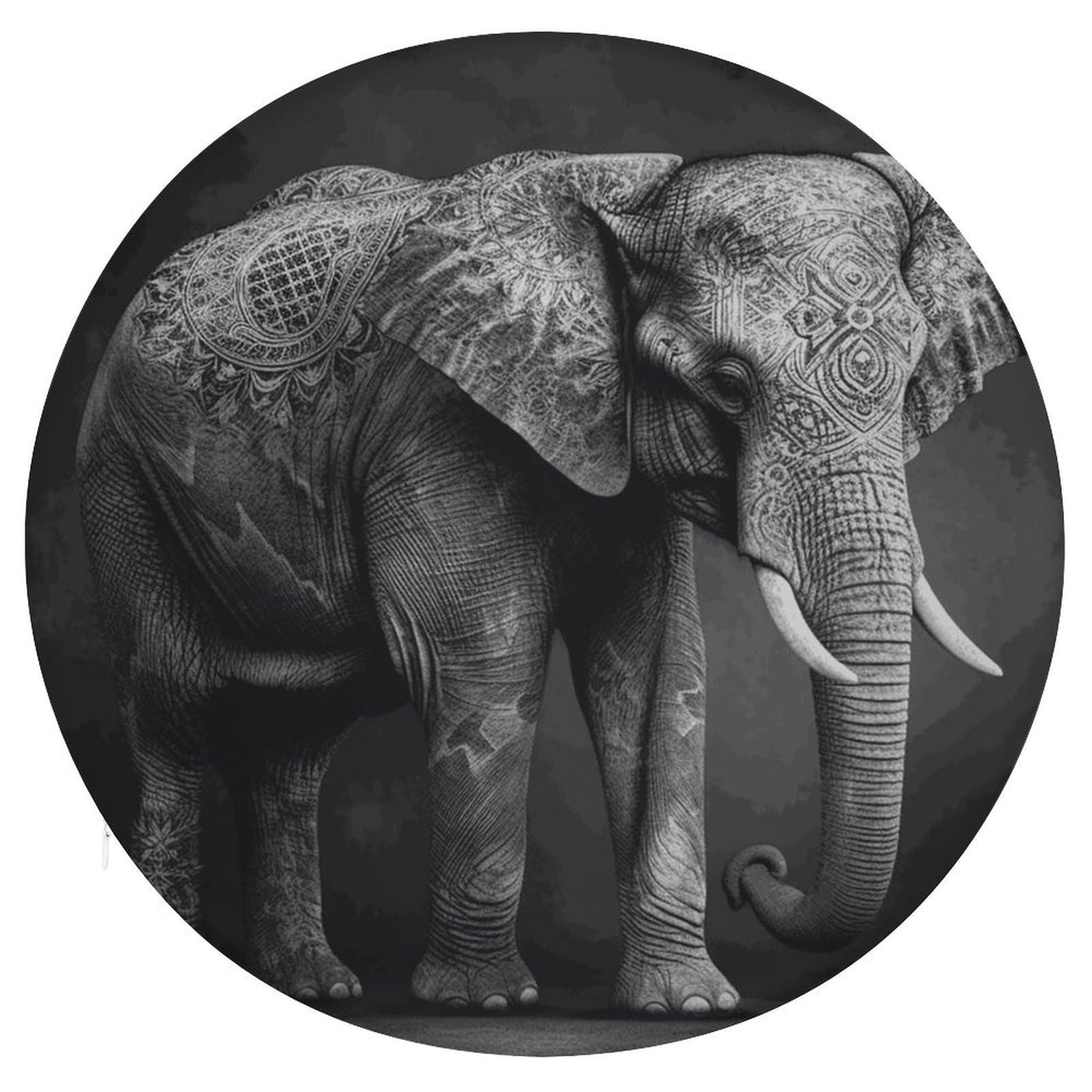 Wsoihfec Style Black And White Elephant Image Seat Cushion Round Chair Pad