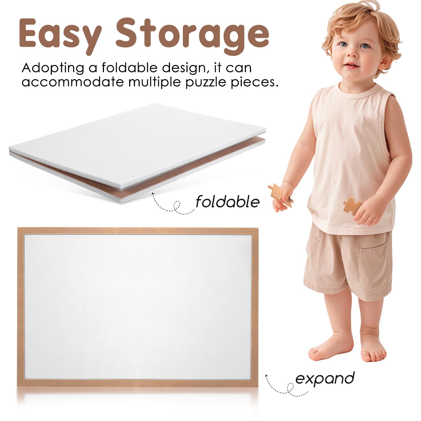 Planche de puzzle pliable pour 500 pièces, tapis de puzzle portable antidérapant avec cadre sécurisé, plateau de tri vierge en fibre de polyester, 60 x 40 cm
