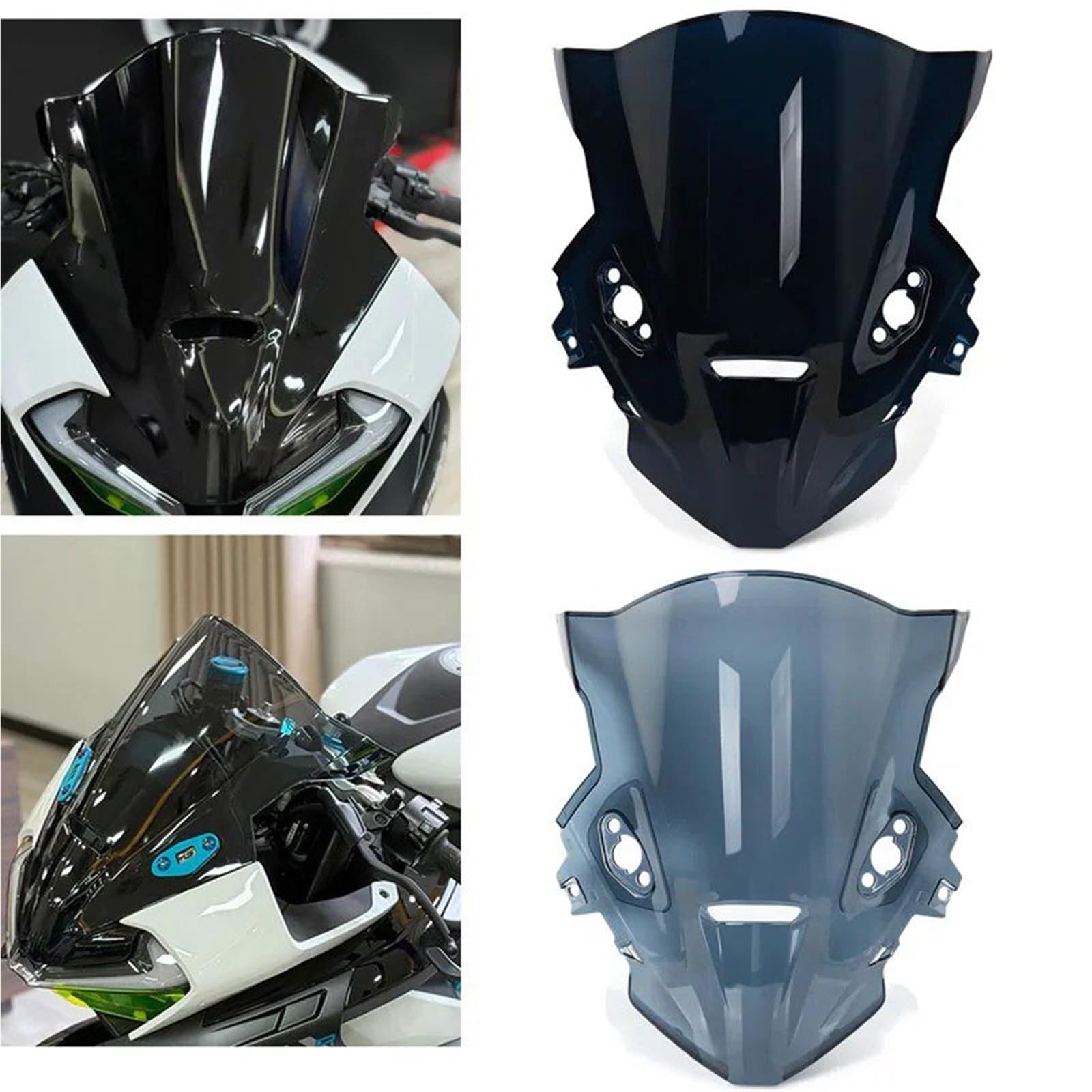 Motocicletas Parabrisas para CFMOTO 675SR 675SR-R 675 SR para SRR Accesorios Motocicleta Parabrisas Deflectores Viento Pantalla Doble Burbuja(Black)
