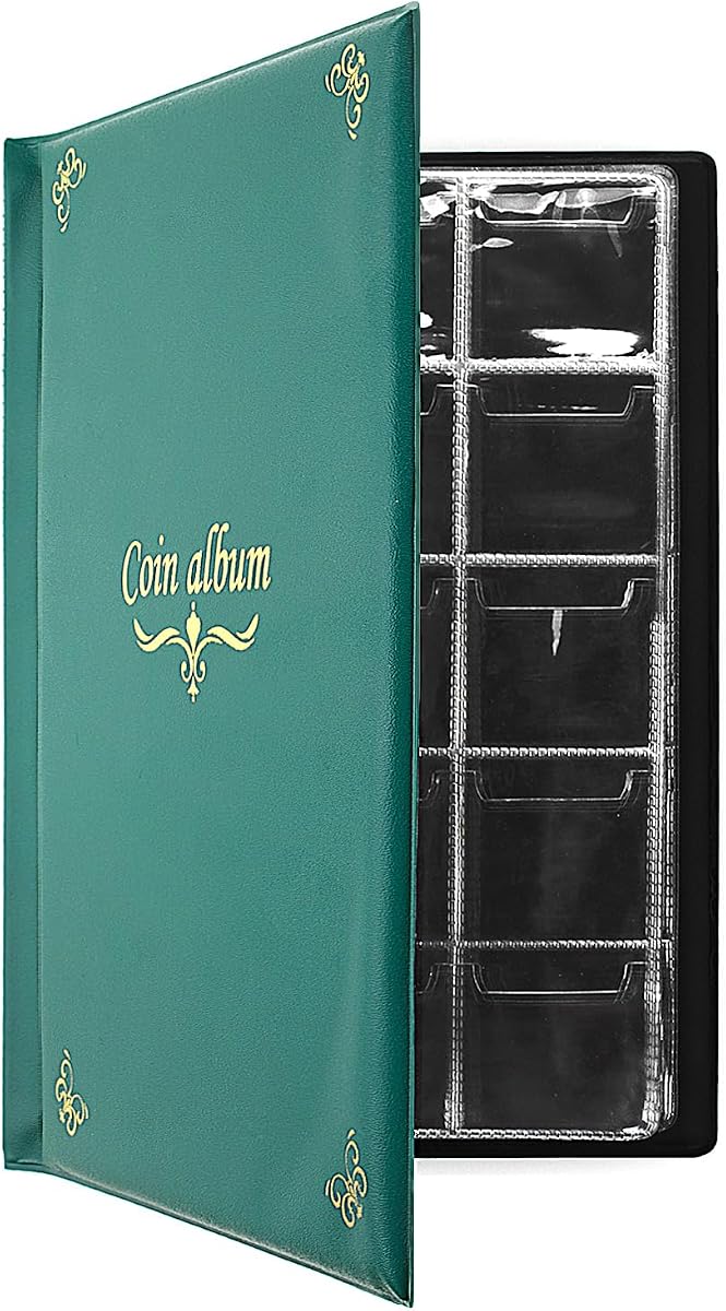 150 Pockets Coin Album, Penny Collecting Book, Souvenir Coins Collection Holder, Ideal for Pressed Pennies Passport, Hobby Coin Collector, Money Specie Display Storage Case (English, Green)
