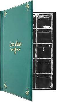 150 Pockets Coin Album, Penny Collecting Book, Souvenir Coins Collection Holder, Ideal for Pressed Pennies Passport, Hobby Coin Collector, Money Specie Display Storage Case English, Green