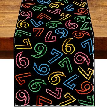 Funny 6 7 Meme Table Runner Rainbow Colorful 67 Six Seven Birthday Party Decoration Home Kitchen Dining Room Table Decor