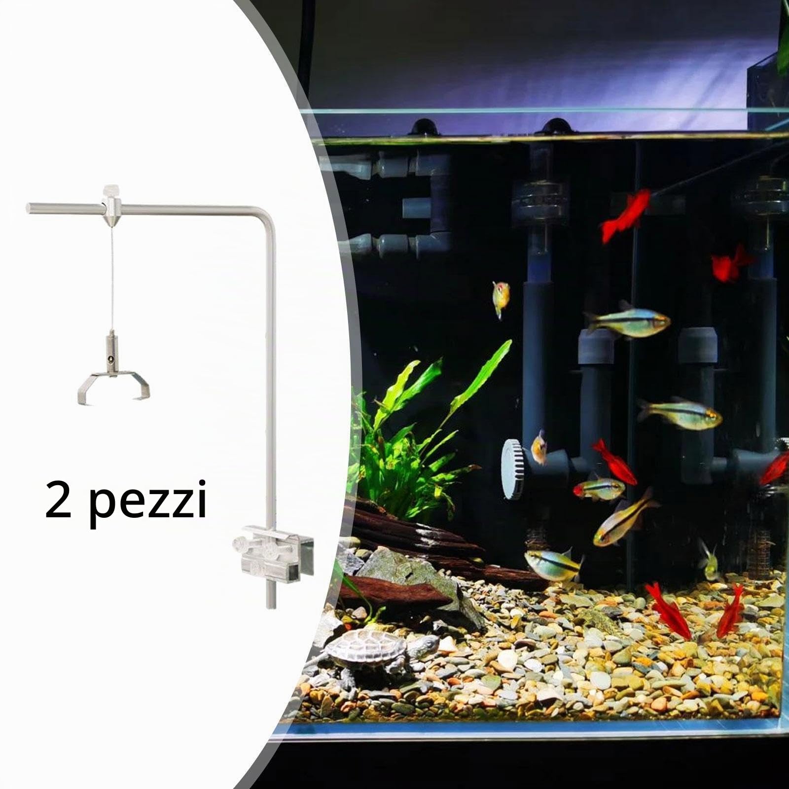 Milageto Supporto per Lampada per Acquario, Facile da installare, Robusto Supporto per Lampada in Lega di Alluminio, per per Acquario, con 2 Clip