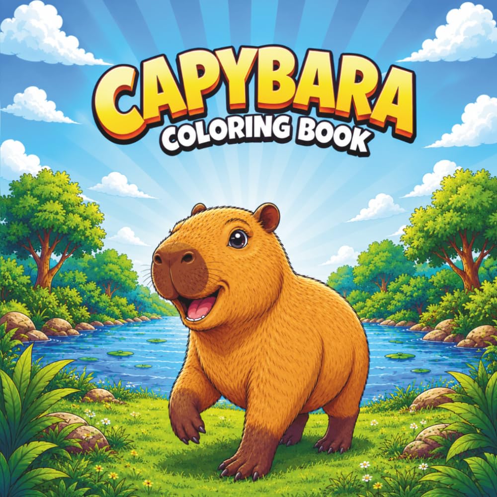 Capybara Coloring Book: 40 Easy and Fun Cute Capybara Coloring Book For Kids & Adults, Perfect For Capybara Lovers