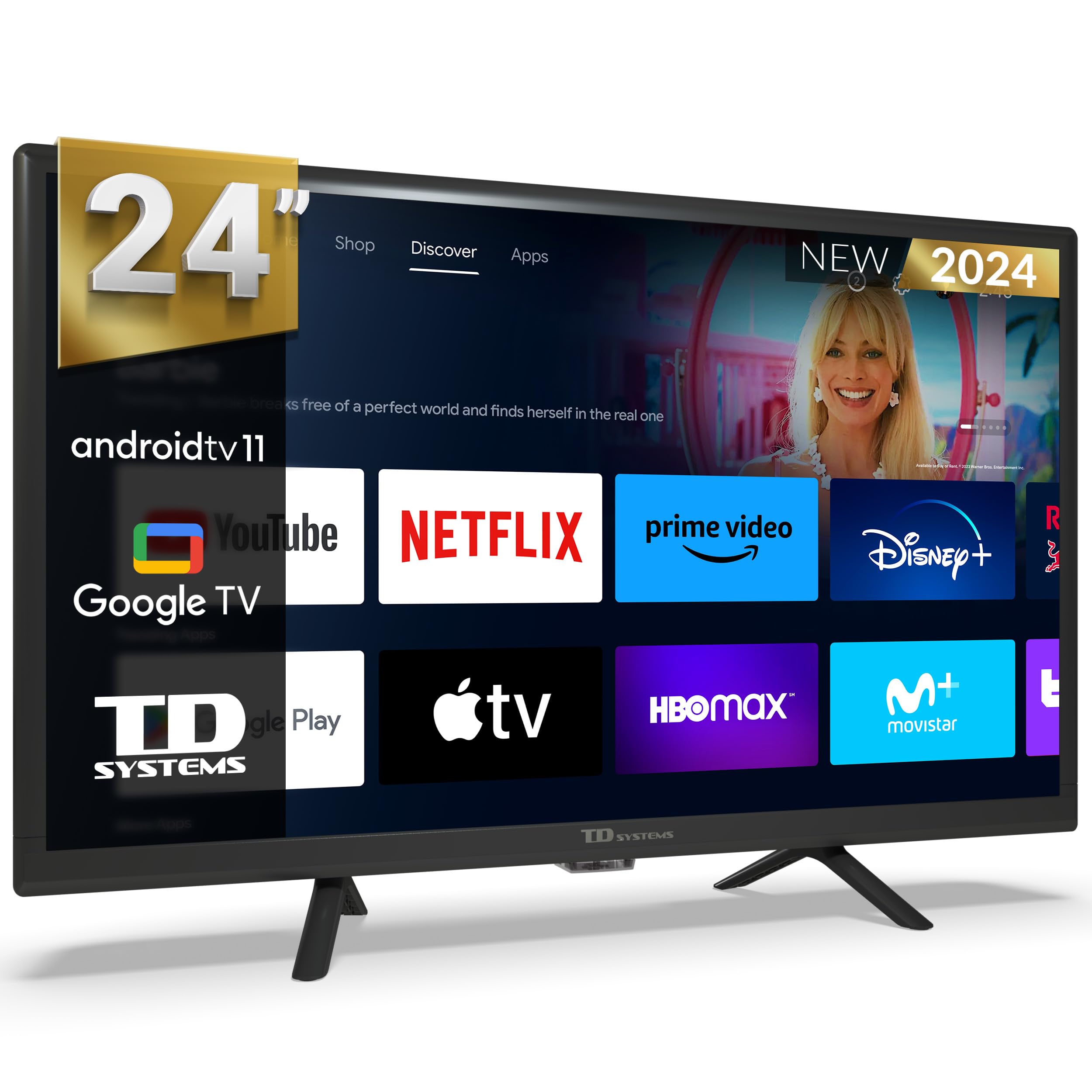 TD Systems - Smart TV 24 Pulgadas, Television TDT HD, Android TV 11, Modelo 2024, Televisor con 3 años de garantía - PRIME24C19GLE