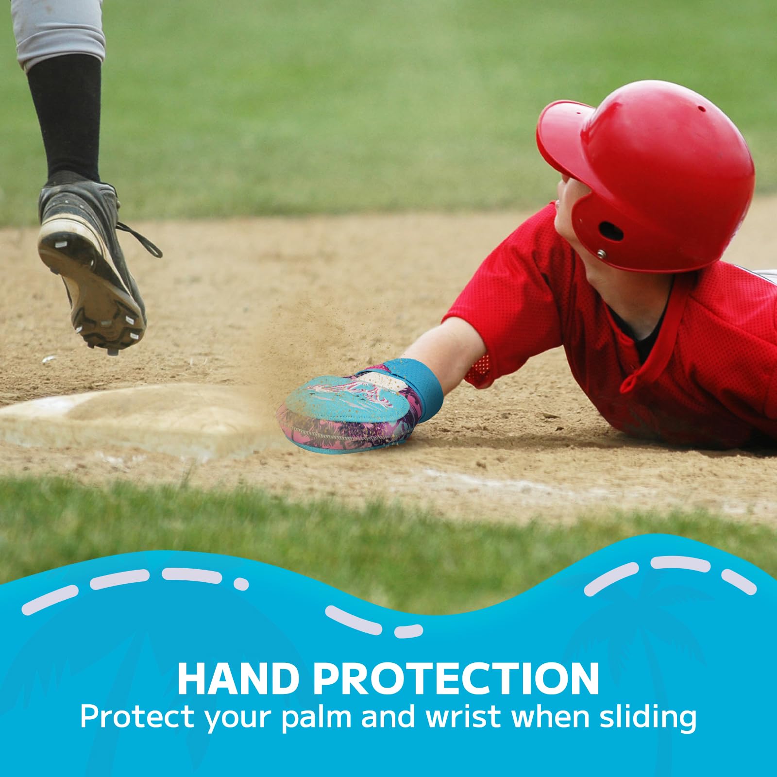 Guanto da baseball scorrevole per adolescenti che corrono softball, protezione destra/sinistra, cinghia elastica di compressione imbottita Magictape