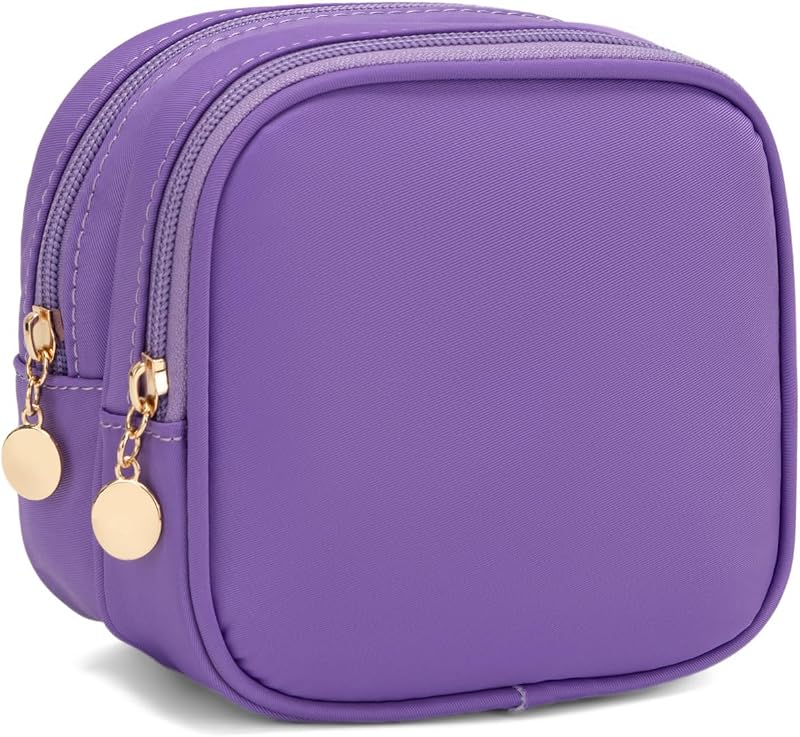 Necessaire de maquiagem XIAOLER com zíper duplo, nylon, roxa