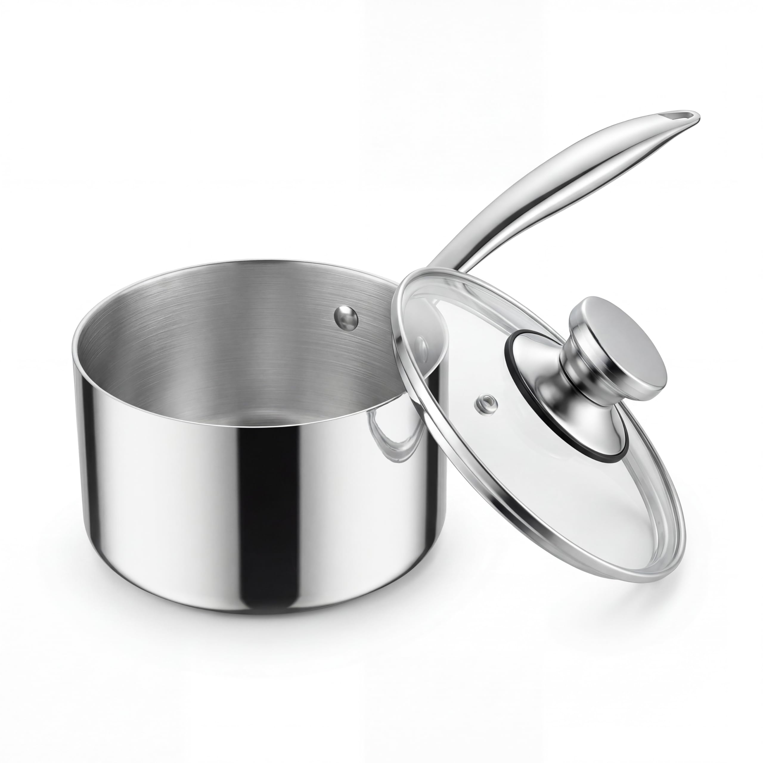 Homikit 1 Quart Tri-Ply Stainless Steel Sauce Pan with Lid