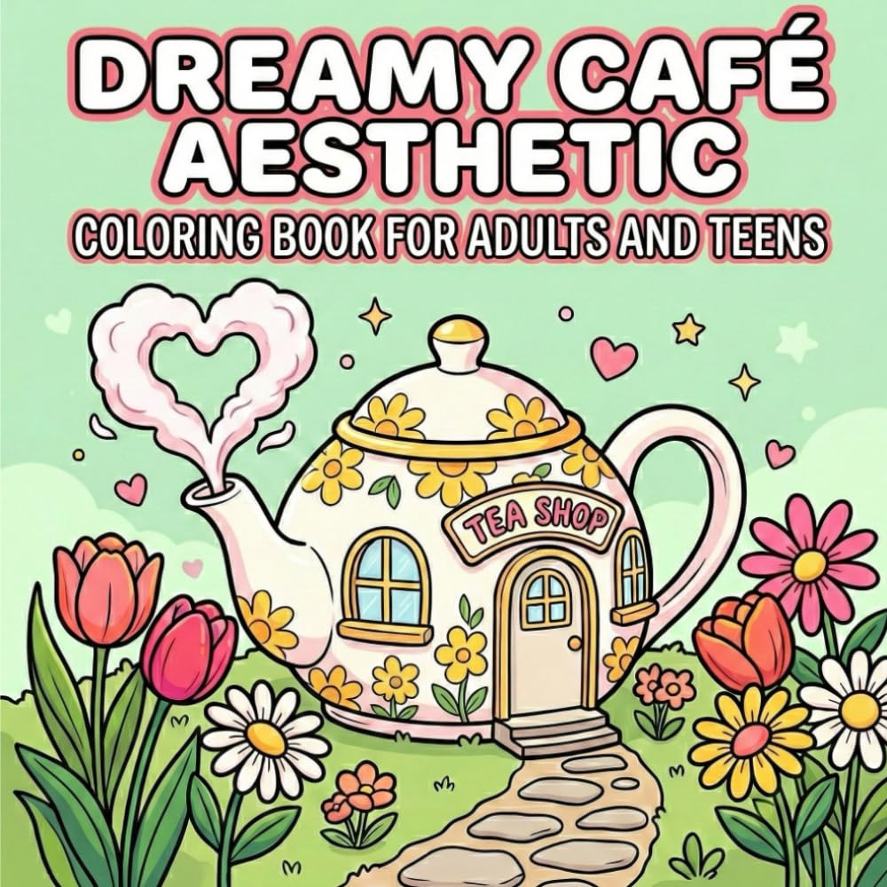 Dreamy Café Aesthetic Coloring Book: A Cozy Collection of Coffee Shops, Sweet Pastries, and Comfy Nooks for Stress Relief and Relaxation (Bold and Easy Designs for Adults and Teens)