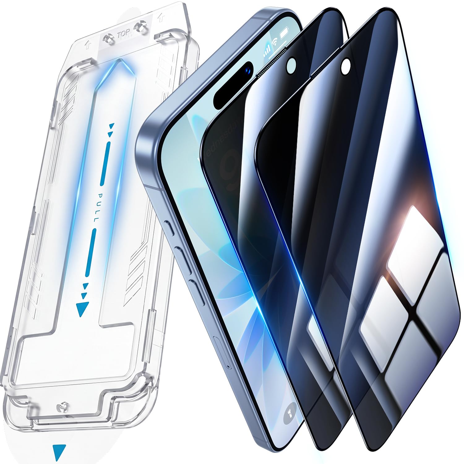 UniqueMe für iPhone 17/16 Pro für Panzerglas Sichtschutz - 2 Stück | Privacy Sichtschutz Displayschutz für iPhone 16 Pro/17 Schutzglas, Automatische Staubentfernung, Anti Kratzer, Anti Spy