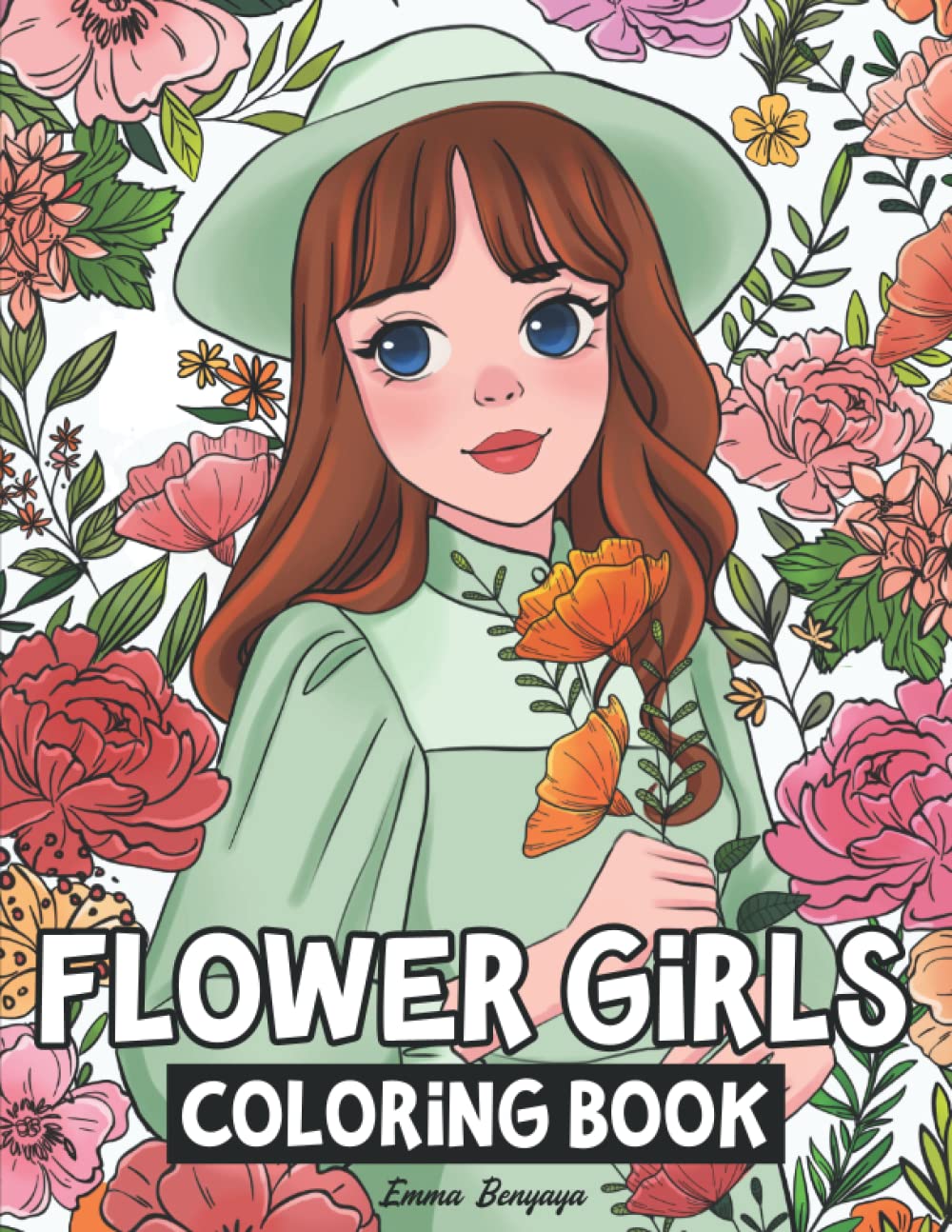 Flower Girls Coloring Book: Fun And Easy Coloring Book For Adults and Teens Featuring Unique Beautiful Girls Portrait Illustrations with Detailed ... Designs for Relaxation and Stress Relief
