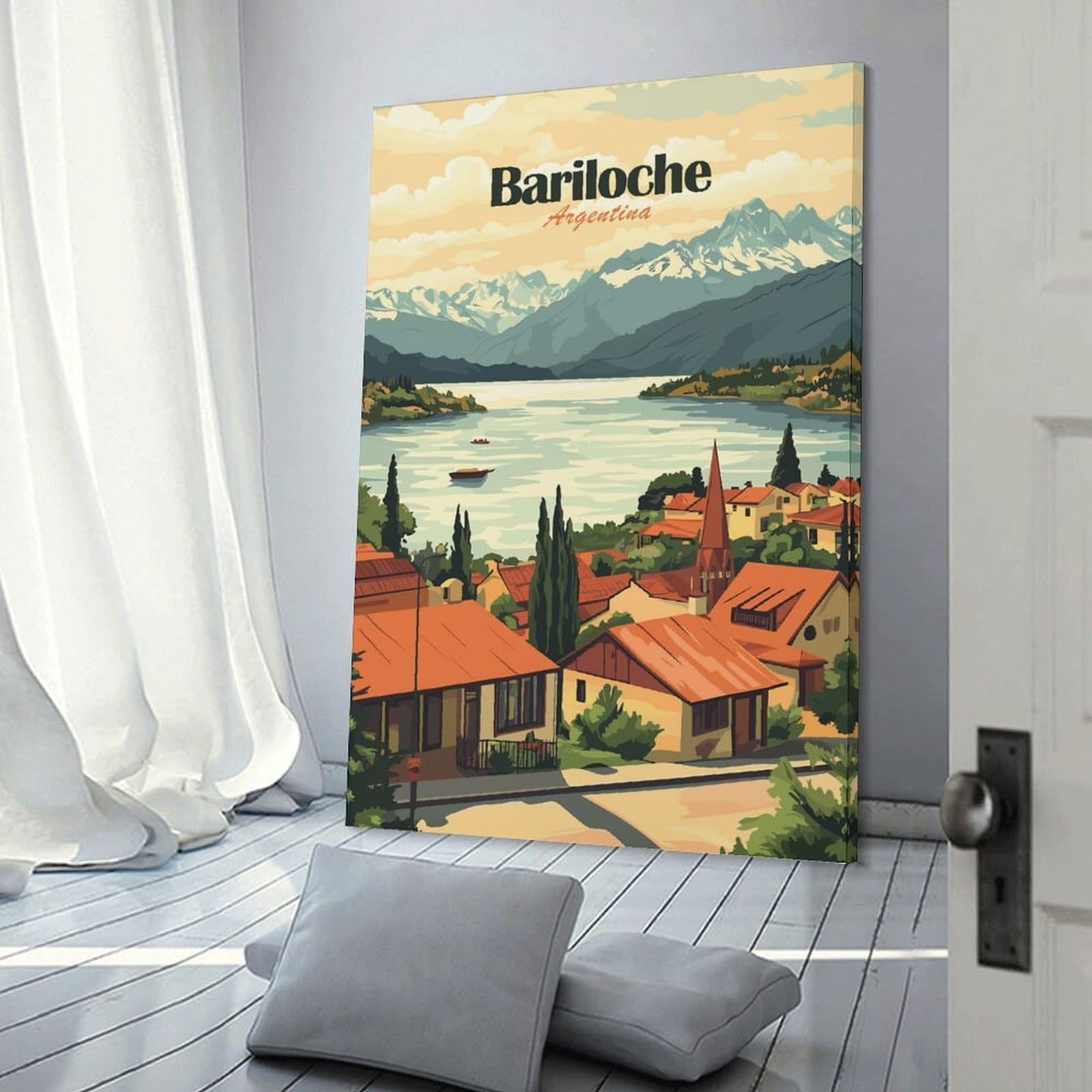 Junmoney Bariloche, Argentina Landscape(2) Hanging Wall Art, 20x30inch(50x75cm), for Bedroom Walls, Guest Spaces Or Lounges, An Easy Wall Refresh for Bedrooms