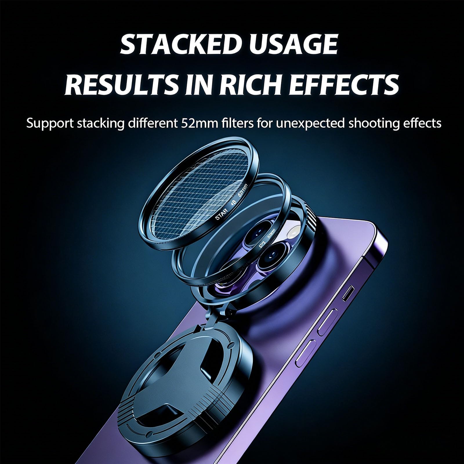 Anti-Glare Magnetic Phone Filter, 52mm Polarizing Lens Filter, Magnetic Adapter Mount for Smartphone Photography (1 PCS)