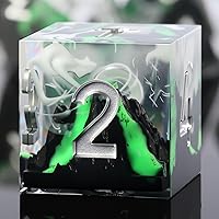 Vista 24 de DNDND Dados de Resina Ojo DND de Borde Afilado Dado de D&D con Estuche de Regalo para Juego de Dungeons and Dragons (Ojo de Dragón Verde)