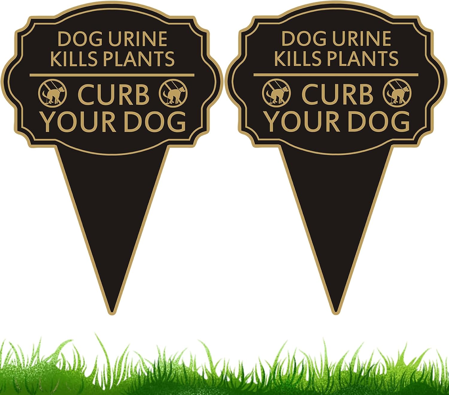 Double Sided Yard Sign 2PACK,Dog Urine Kills Plants Sign,Curb Your Dog Sign,14”X10” No Peeing Signs For Lawn No Pooping Dog Signs For Yard With Integrated Stake,Easy Mounting,Outdoor Use (2PACK-Dog Urine Kills Plants)