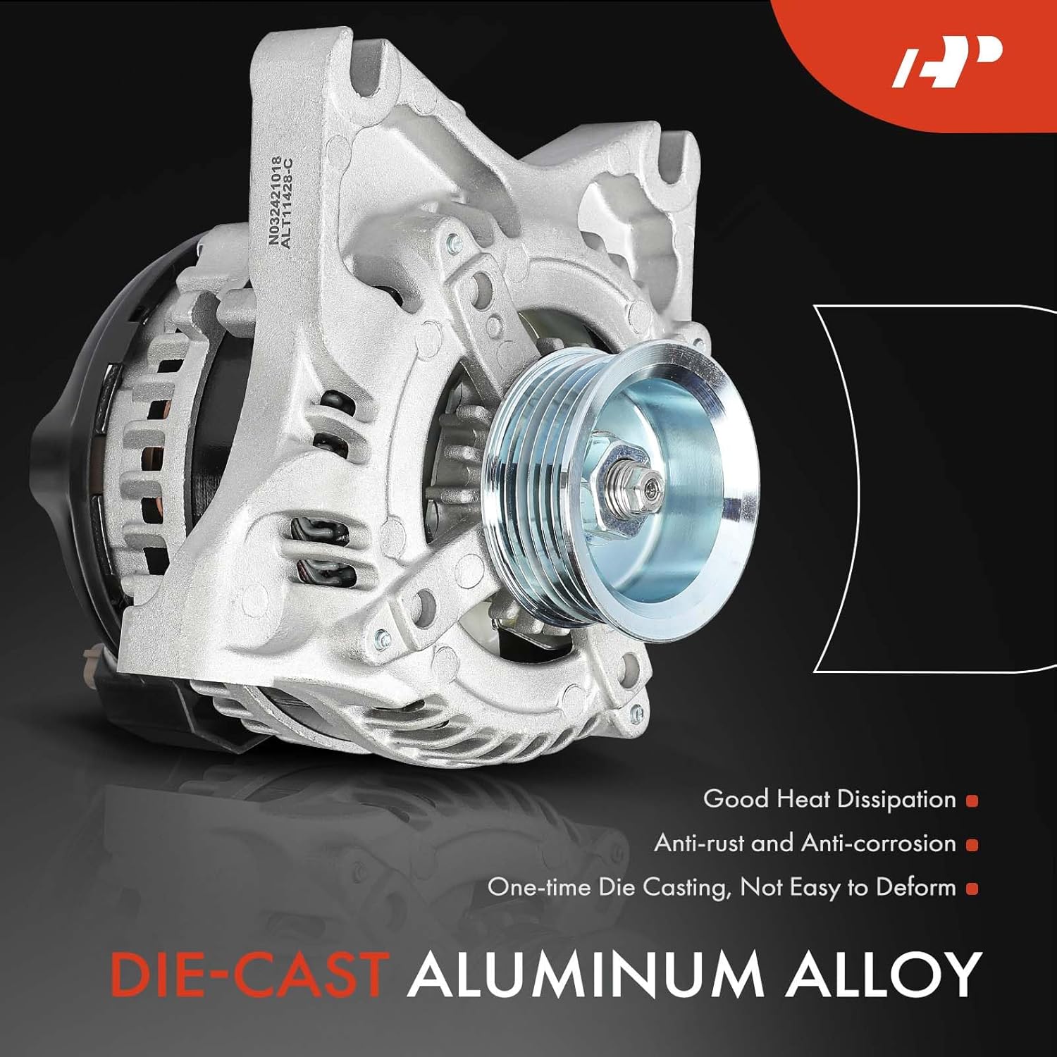 A-Premium Alternator Compatible with Ford Mustang 2009-2010 4.6L, Automatic Transmission, 12V 150A 6-Groove Pulley Clockwise, Replace# 1042102021, 9R3Z10346D