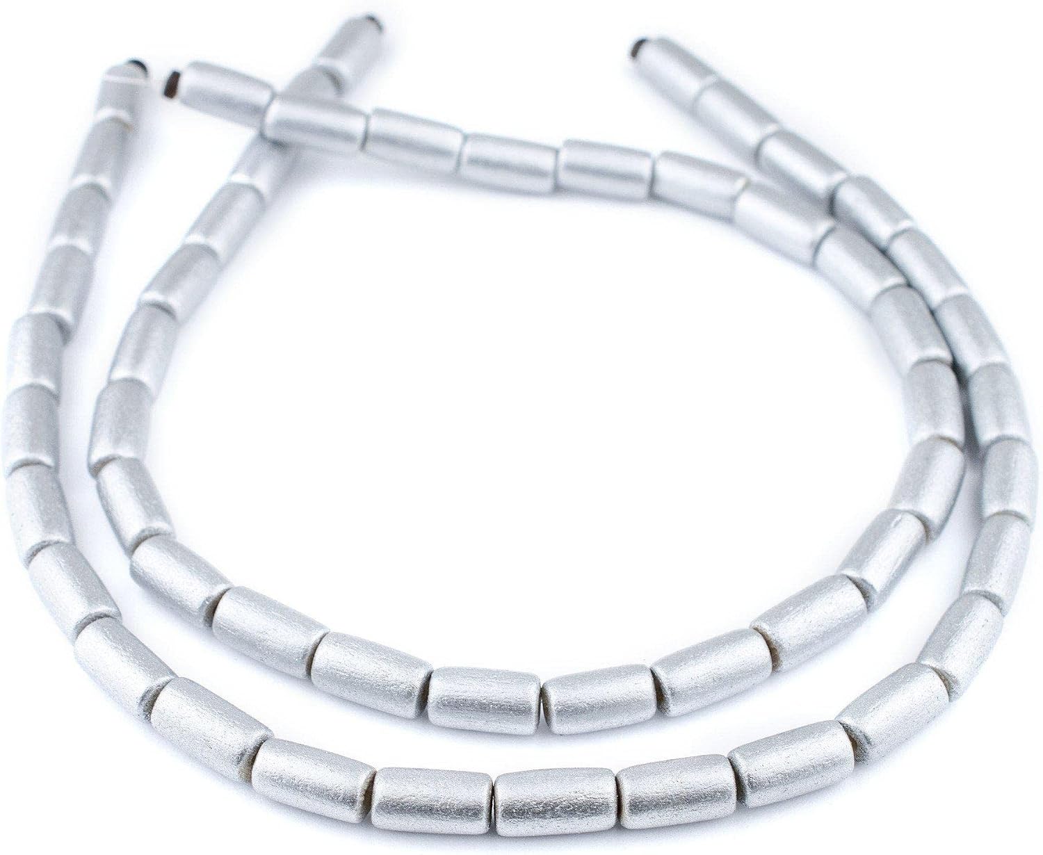 The Bead Chest Silver Tube Natural Wood Beads (15x8mm): Organic Eco-Friendly Wooden Bead Strand for DIY Jewelry, Crafts, Necklace and Bracelet Making