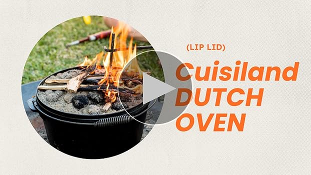 Cuisiland 20QT Cast Iron Dutch Oven with Lip Lid & Bail Handle