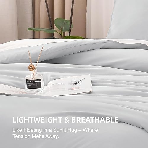 Miniatura 229 de Litanika - Juego de edredón de tamaño queen extragrande, 3 piezas, color verde salvia, ligero, unicolor, para todas las estaciones, esponjoso Verde