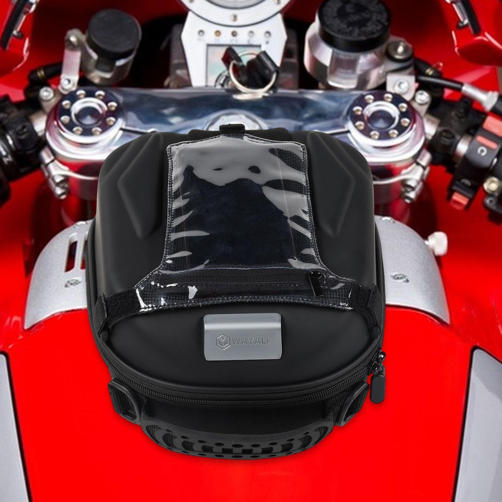 MagiDeal Motorcycle Tank Bag with Headphone Hole Multifunctional Lightweight Waterproof Riding Luggage Bag Gas Tank Bag for 450MT