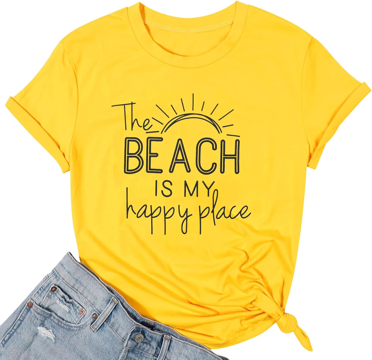 Beach Shirt Women The Beach is My Happy Place T Shirt Short Sleeve Casual Summer Vacation Tees Top - Image 5