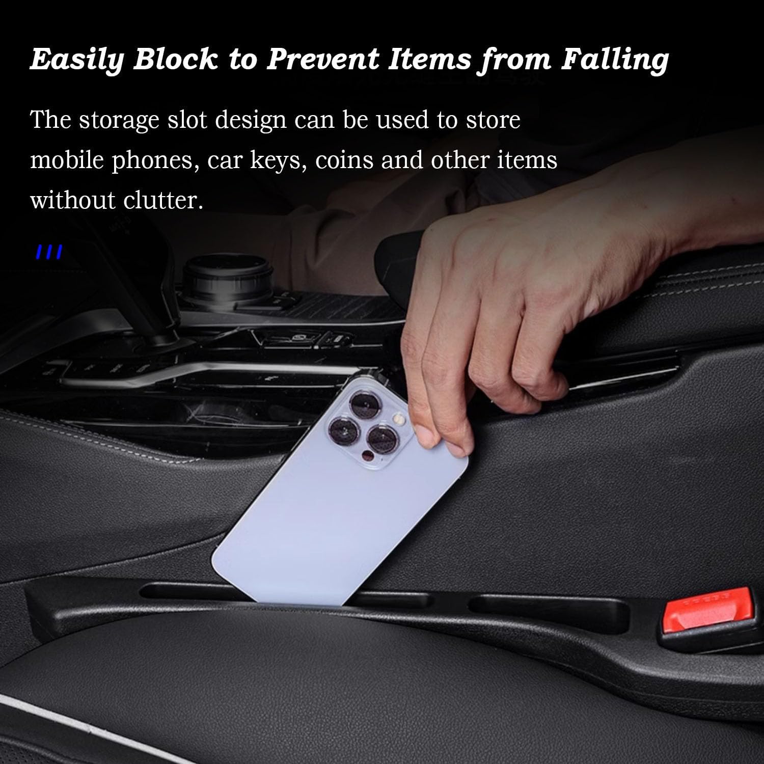 Car Seat Gap Filler - 2PCS Leakproof Plugging Strips With Storage Organizer Prevent Dropping Items In Your Car