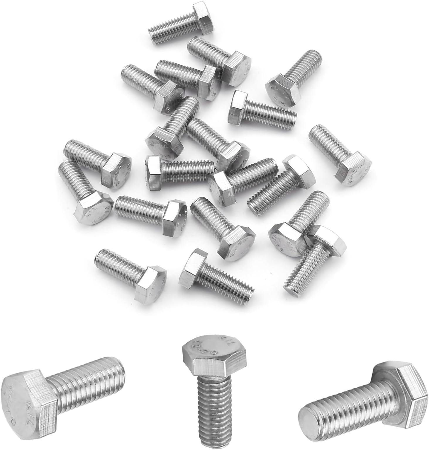 25Pcs M8 Hex Bolts M8x20mm Stainless Hex Head Bolt 304 Stainless Steel Fully Threaded Hex Tap Hexagon Head Machine Screw Right Hand