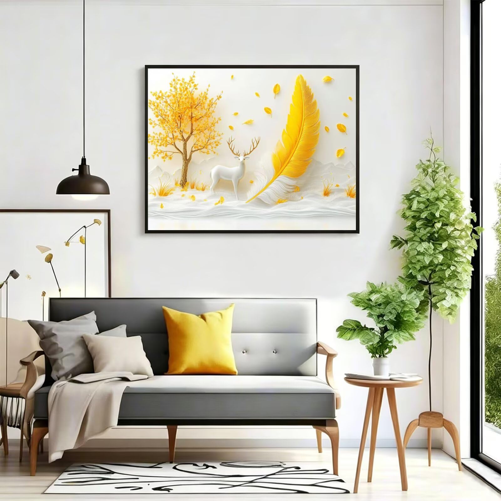 Pintar por Numeros pluma Pinturas Acrilicas Ciervo Pintura por Numeros Adultos DIY Lienzos para Pintar, Pintura Acrilica Manualidades, Decoración para Hogar, Regalos Cumpleaños 70x90cm Sin Marco q-936