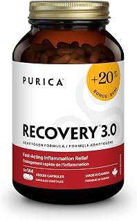 PURICA Recovery 3.0 144 Veggie Capsules 36-Day Supply, Curcumin Supplement Adaptogen Formula Strength Support Flexibility Joint Muscle Immune Function