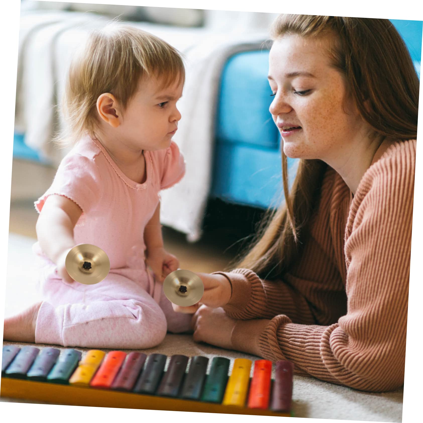 BESTonZON 2sets Belly Dancing Cymbals Boys and Girls Finger Cymbals Instrument Straps for Parties 4pcs*2