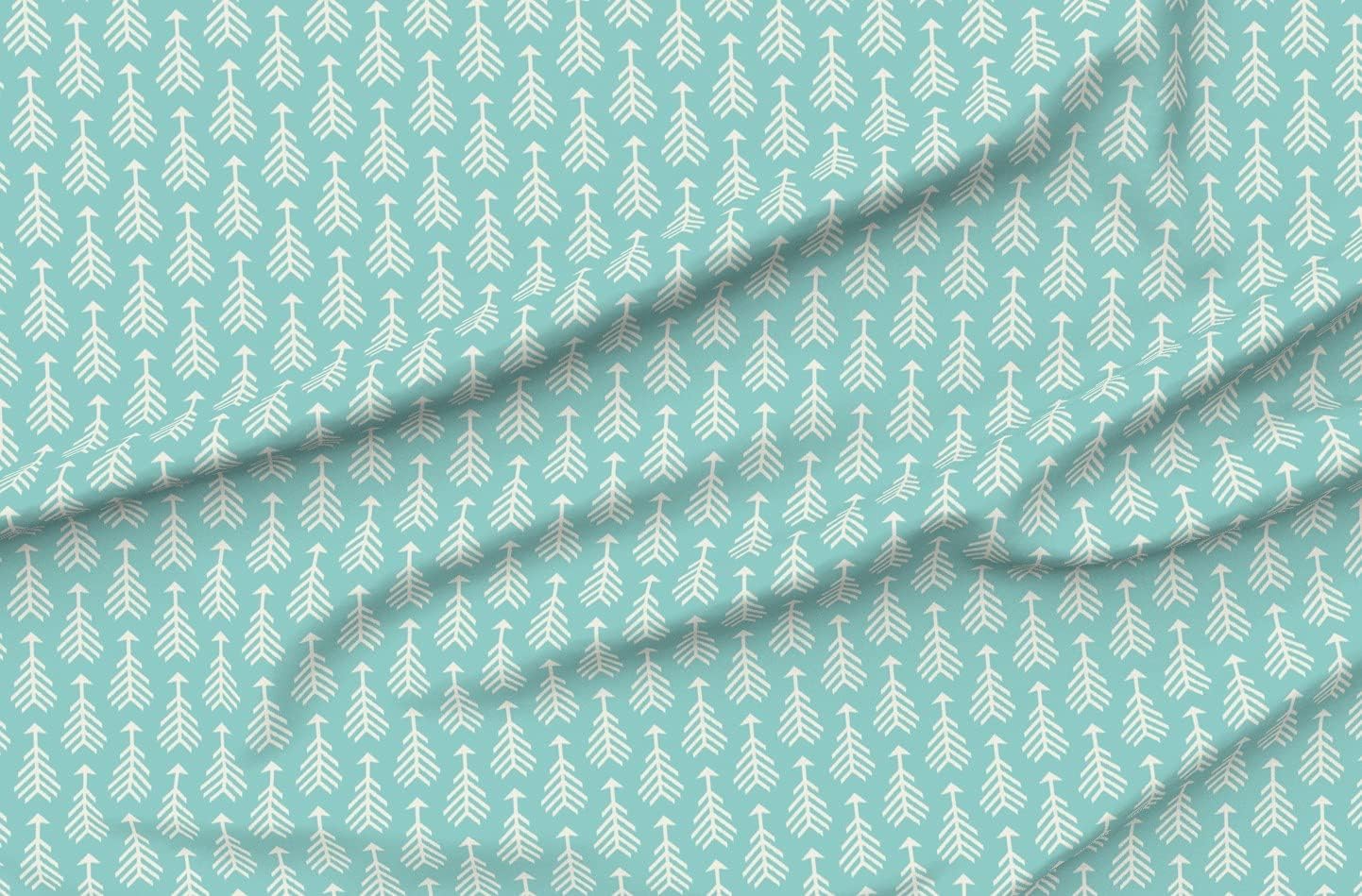 Spoonflower Fabric - Arrows Turquoise Sky Cream Boho Hip Geometric Blue Modern Nursery Printed on Petal Signature Cotton Fabric Fat Quarter - Sewing Quilting Apparel Crafts Decor