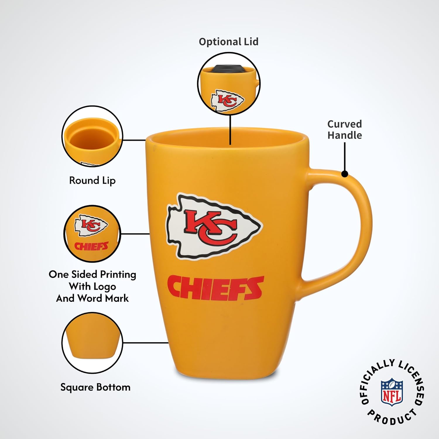 The Memory Company Officially Licensed NFL - Kansas City Chiefs 15oz Square Mug with Logo - Image 6