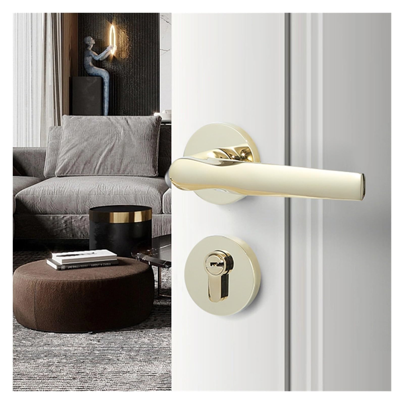 Latón Cerradura de Puerta Americano Silencioso Madera Maciza Manija
