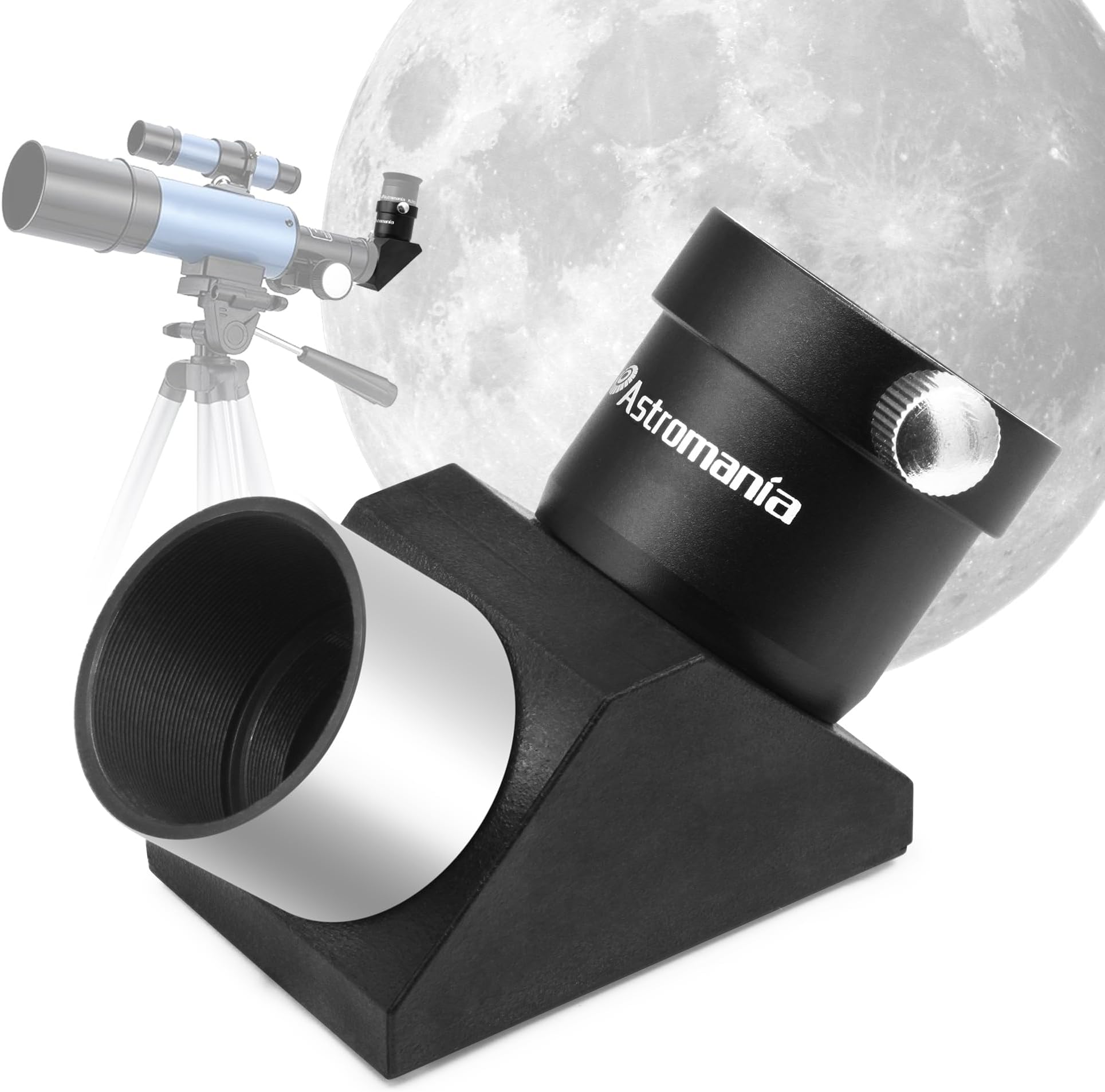 Astromania 1.25" 90-degree Erecting Prism optical Prism inside rather than a mirror which makes your image clear and sharp