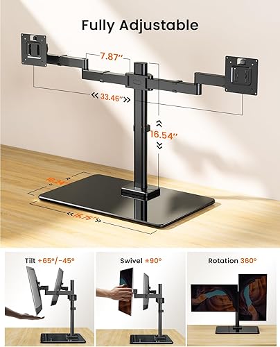 Miniatura 3 de ErGear Soporte de monitor doble independiente para pantallas de 17 a 32 pulgadas, soporte de monitor de computadora para 2 pantallas, brazo de