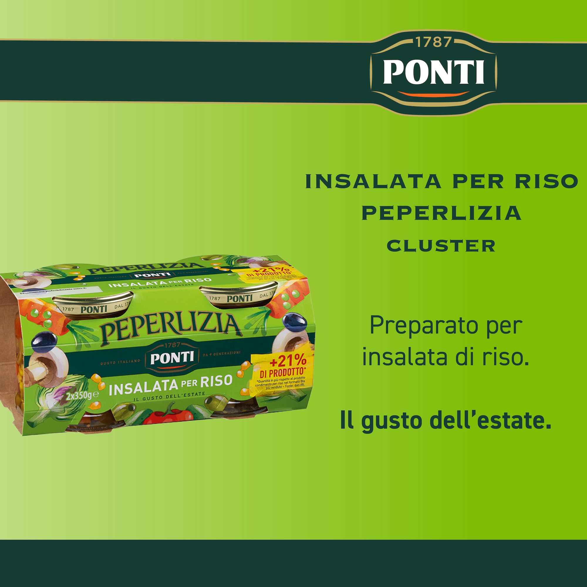 Ponti, Insalata Per Riso Bis Peperlizia, Insalata di Riso Ricca di Sapori e di Ingredienti di Qualità Freschi, 100% Made in Italy, 6 Vasi da 350 g