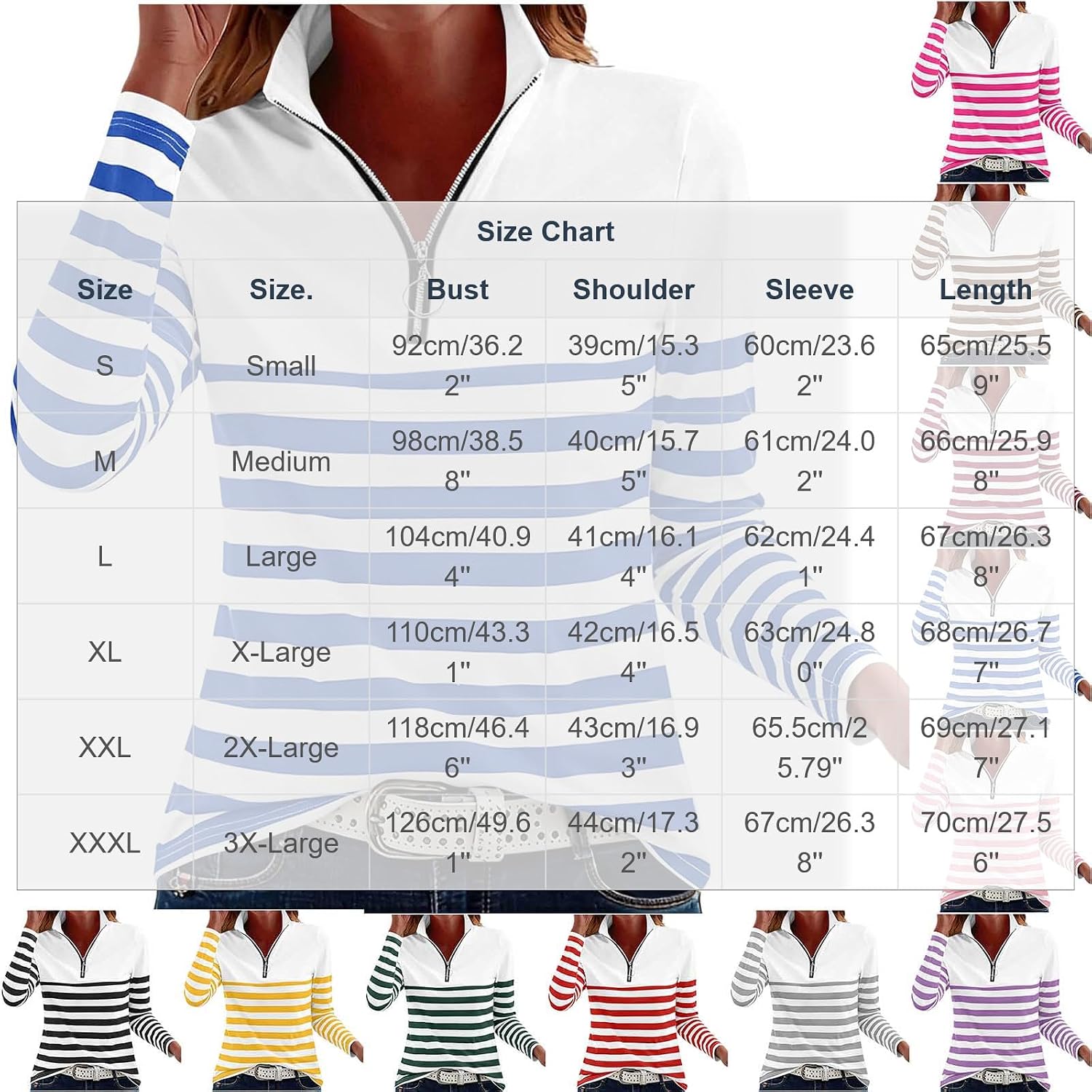 Womens Striped Quarter Zip Sweatshirt Long Sleeve Collared Color Block Blouses Soft Fall Winter Trendy Casual Tops