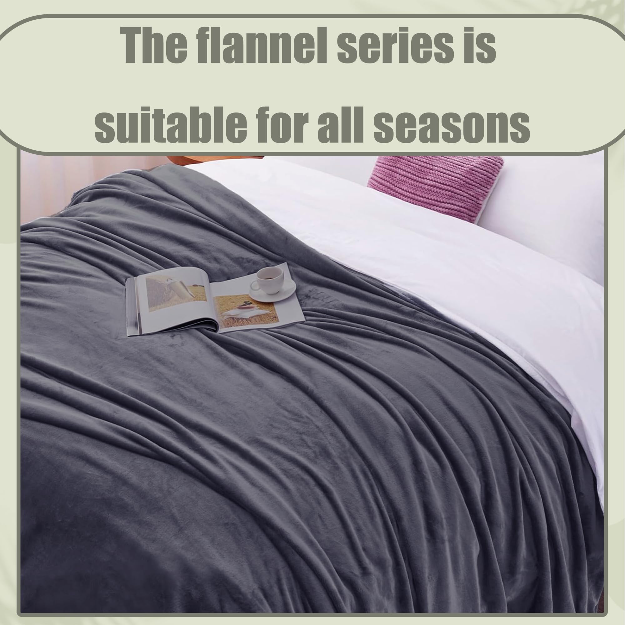 Couverture Canape 180 x 220 cm Moelleux Couverture Plaid Polaire Flanelle Facile à Entretenir pour Canapé Ou Salon, Gris Foncé