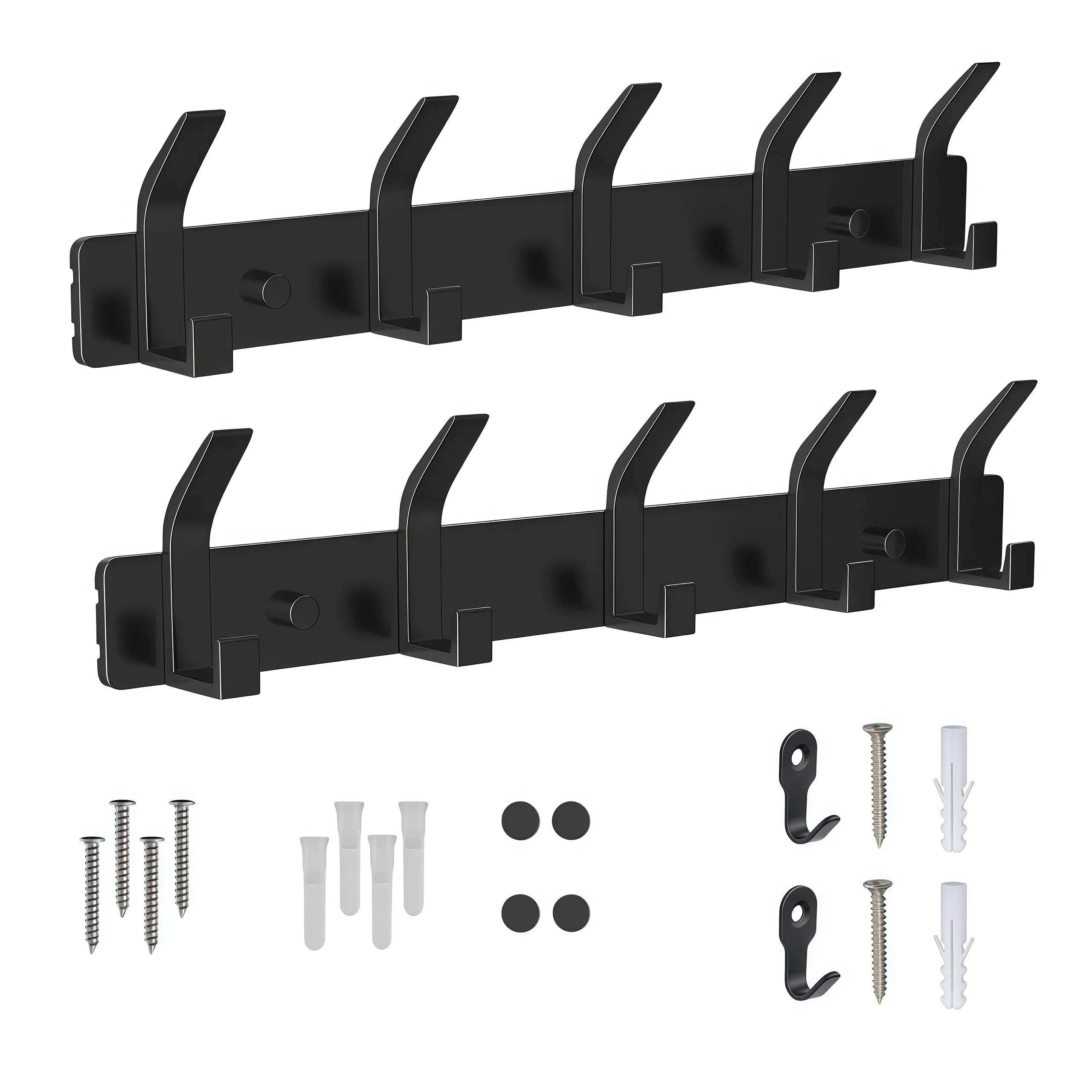 PhieeSeriy Upgrade-Paket 2 Stück Kleiderhaken Wand mit 5 Hak