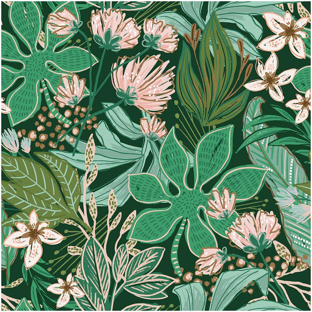 Floralplus Peel and Stick Floral Wallpaper Boho Renter Friendly Wallpaper for Bedroom Self Adhesive Leaf Boho Wallpapers Removable Contact Paper for