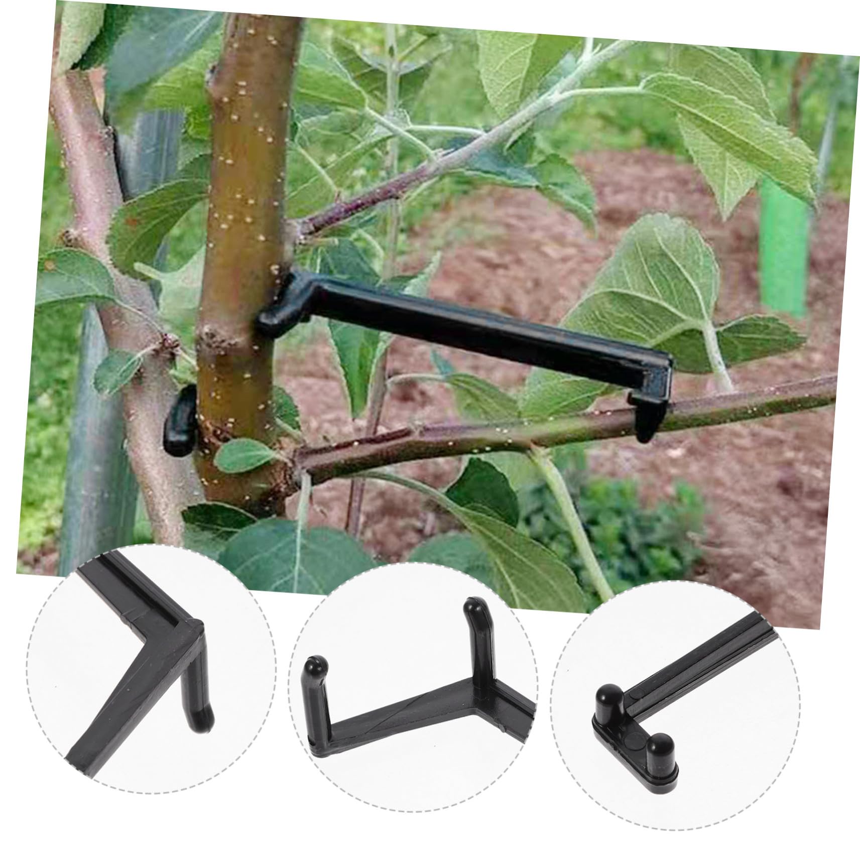 Set 10 Pezzi Strumenti per Piegatura Rami di Piante e Alberi da Frutto in PE Nero, Accessori per Modellazione Rami, Supporto per Giardinaggio e Cura Piante