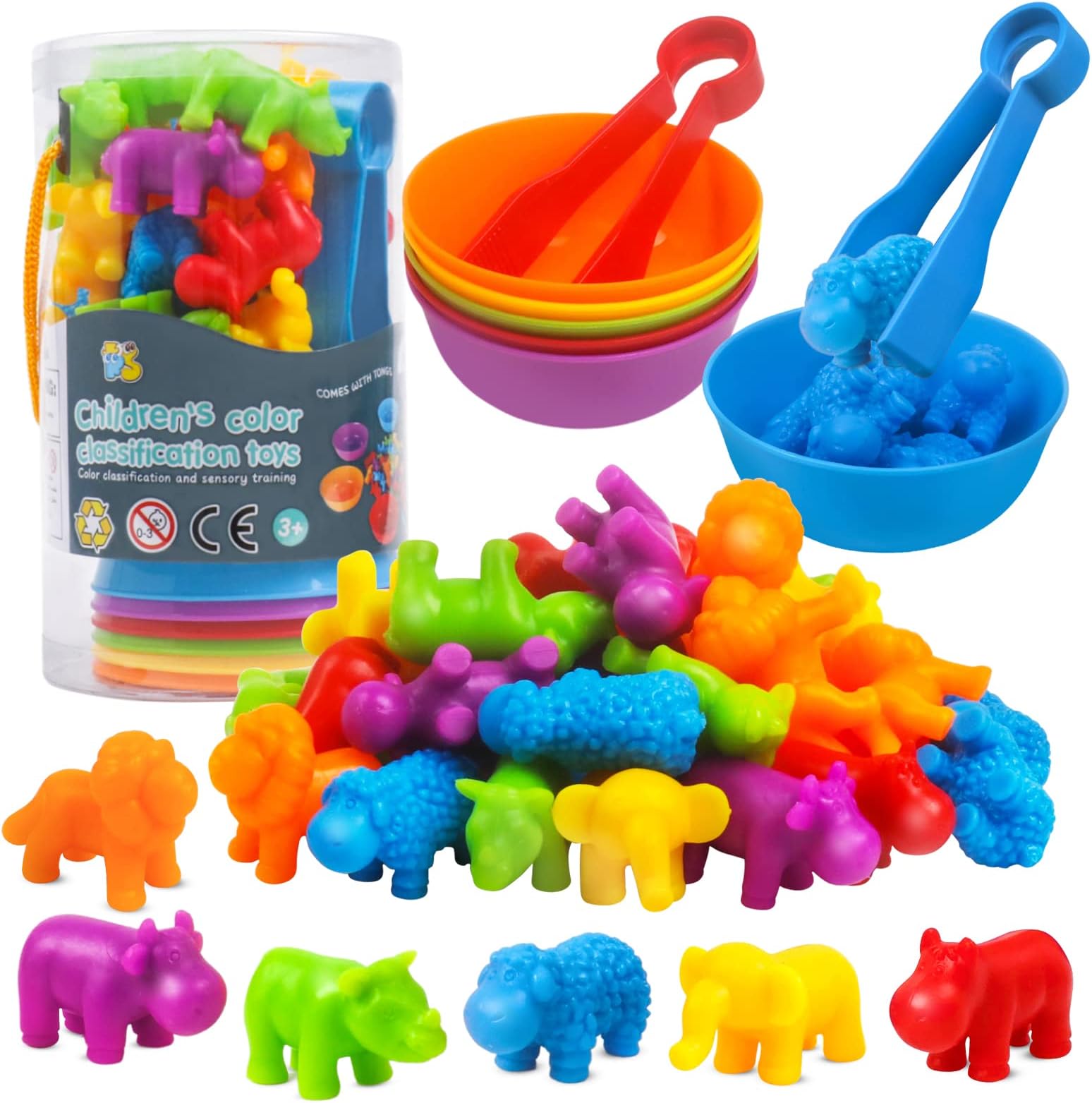 Counting Sorting Toys Matching Stacking Toys with Bowls Preschool Learning Activities Educational Sensory Game Montessori STEM Toy Daycare Sets Animals Gifts for Toddlers Kids Boys Girls