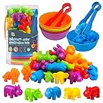 RAEQKS Counting Sorting Toys Matching Stacking Toys with Bowls Preschool Learning Activities Educational Sensory Game Montessori STEM Toy Daycare Sets Animals Gifts for Toddlers Kids Boys Girls