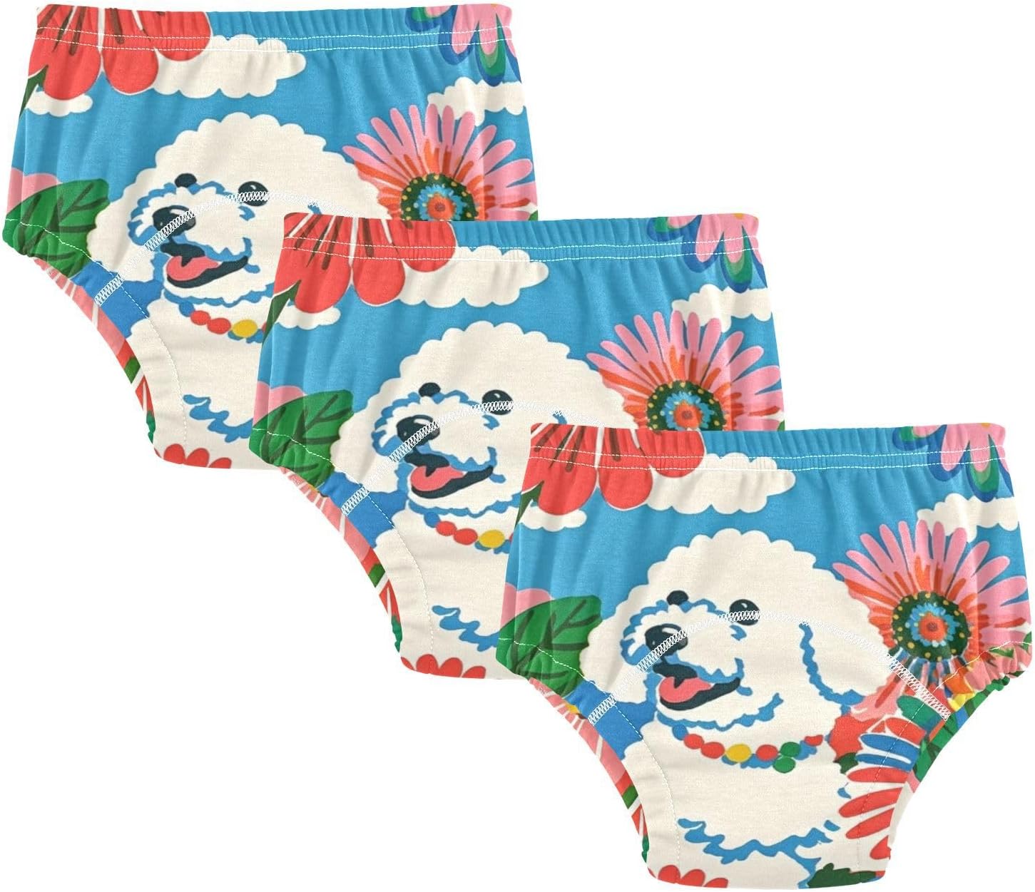 Baby Potty Training Must Haves Pants Reusable Nighttime Potty Training Underwear Potty Training Underwear for Toddler Girls 5T Cute White Dog Flowers