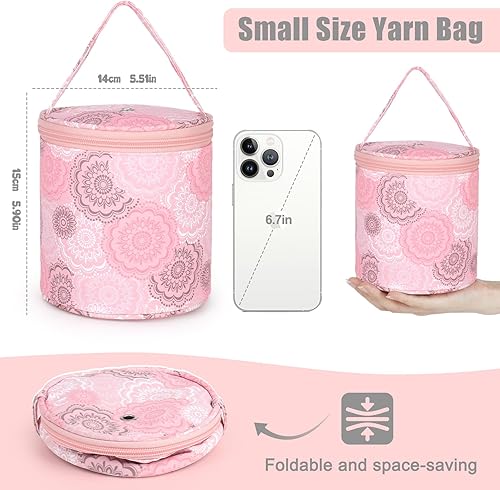 Miniatura 3 de Katech Mini bolsas de almacenamiento de hilo, bolsa de hilo portátil para ganchillo con agujeros, organizador de hilo de ganchillo, accesorios de