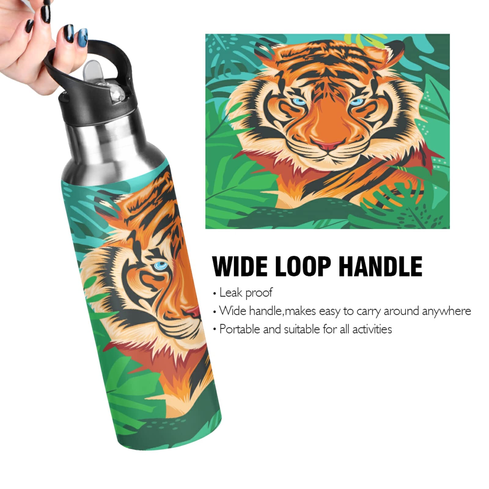 Vnurnrn Art Aquarelle Loup Animal Bouteille D'eau Isotherme