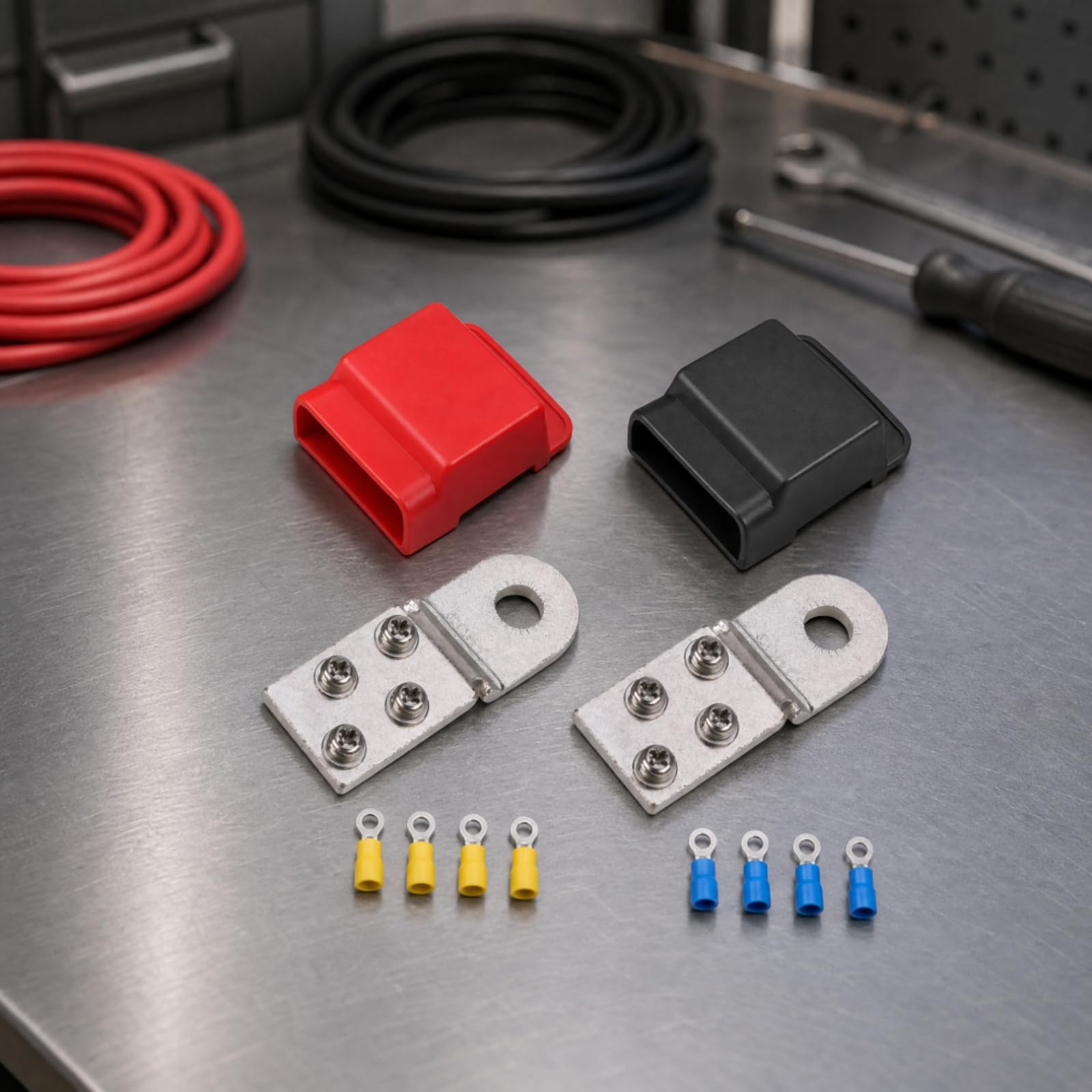 Conjunto Terminal Batería Cobre Aislante Eléctrico Terminal Batería con Cobre Estañado para Marino, Automoción