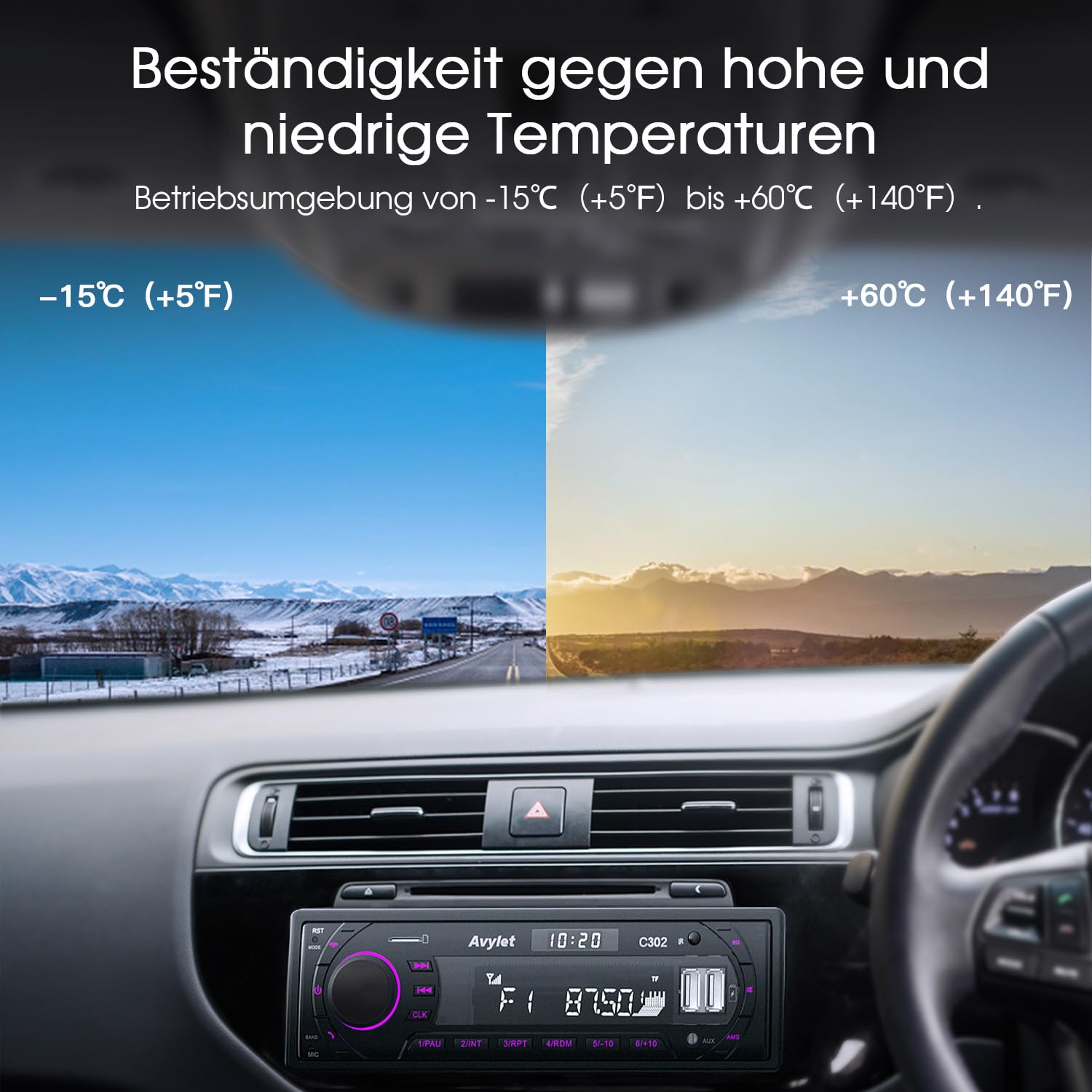 Autoradio Bluetooth 5.0,FM/AM 7 Farben Autoradio mit Bluetooth Freisprecheinrichtung,1 DIN Radio Stereo mit 2 USB/AUX/Karte/MP3-Player,Unterstützung für iOS, Android,30 Radiostationen speichern