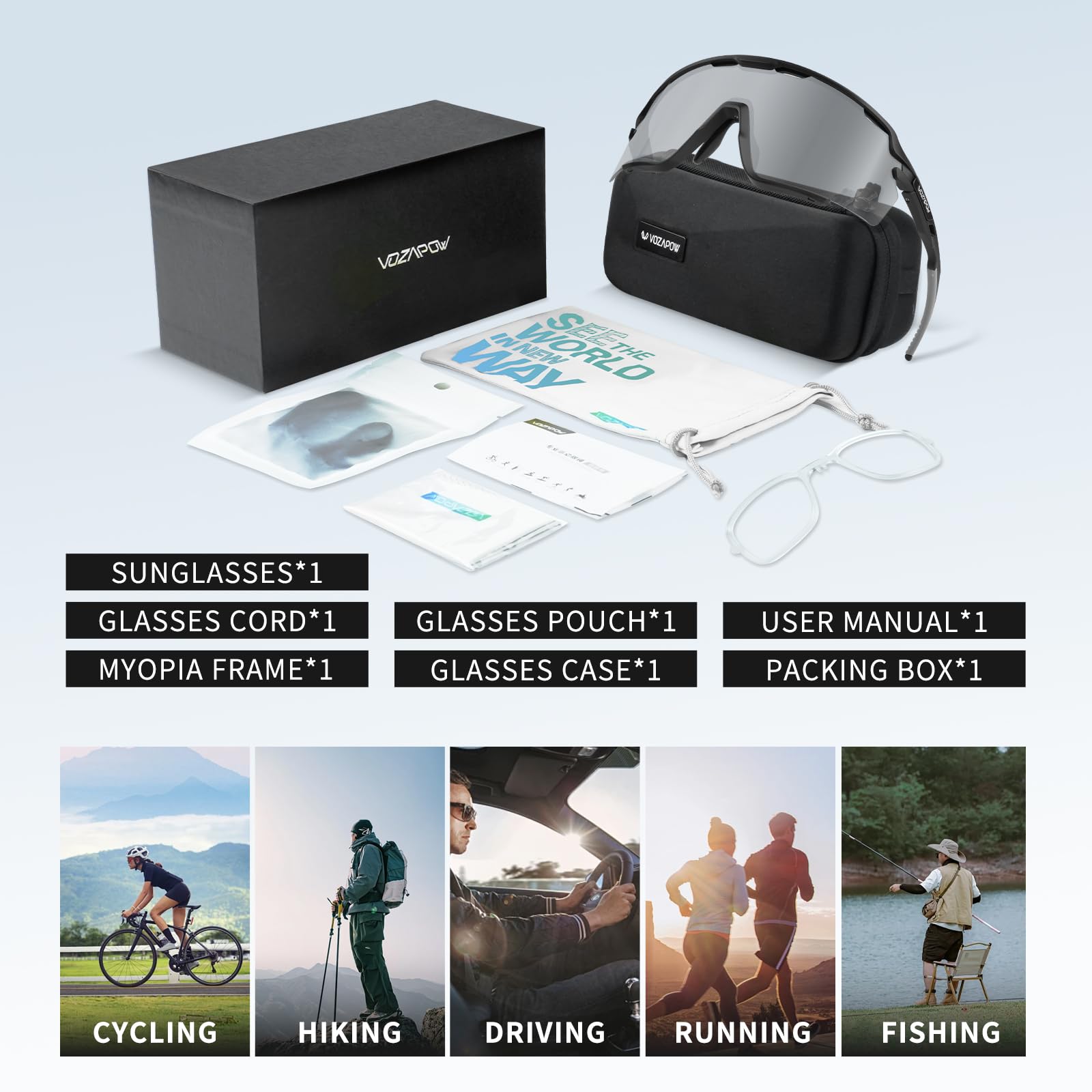Gafas de sol fotocromáticas para hombres y mujeres, gafas deportivas de transición para pickleball, ciclismo, correr, béisbol, sóftbol