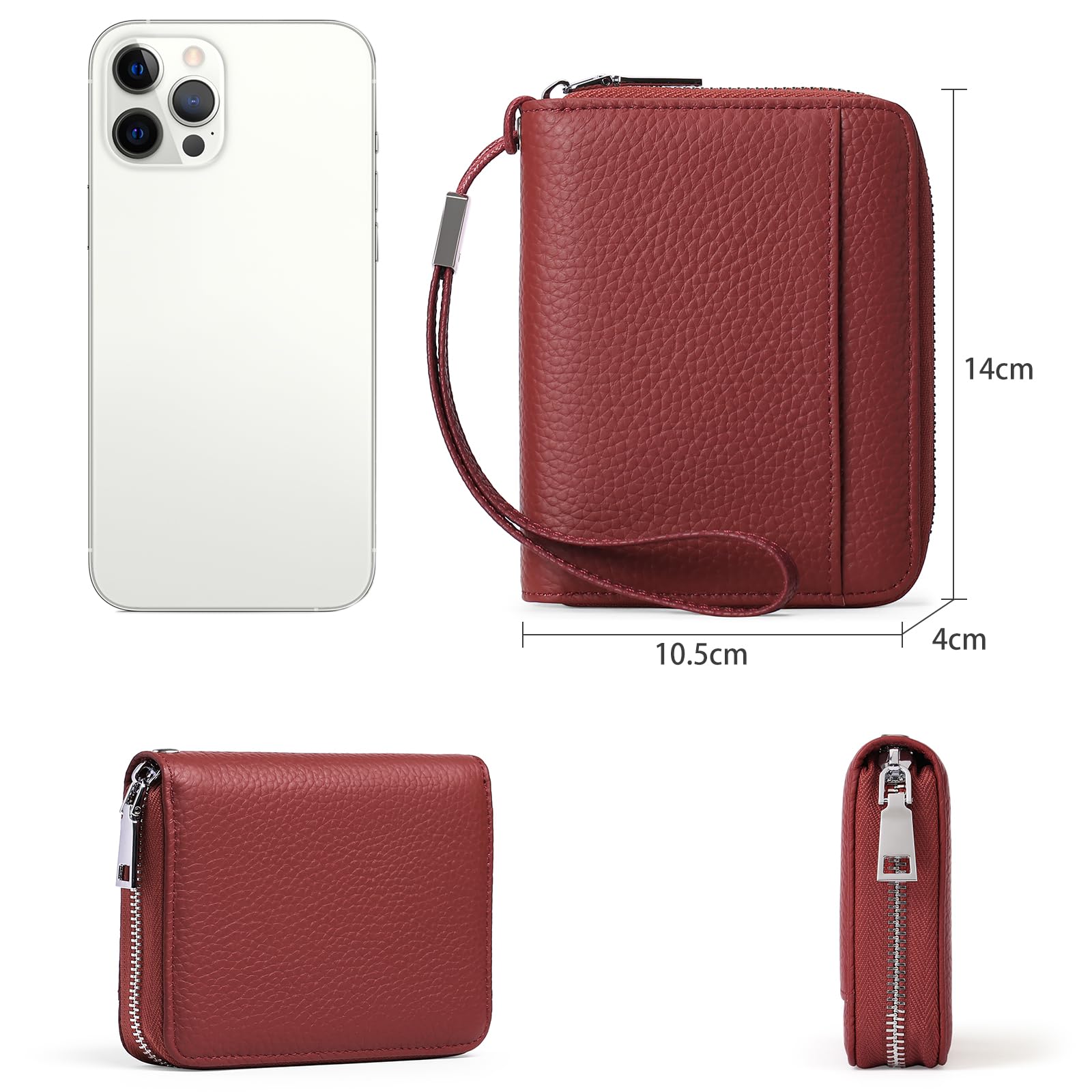 SENDEFN Portefeuille Femme Cuir, Porte Monnaie Blocage RFID, Porte-Cartes de Visite, Portefeuille pour Femme avec 24 Emplacements pour Cartes et Pochette à Monnaie